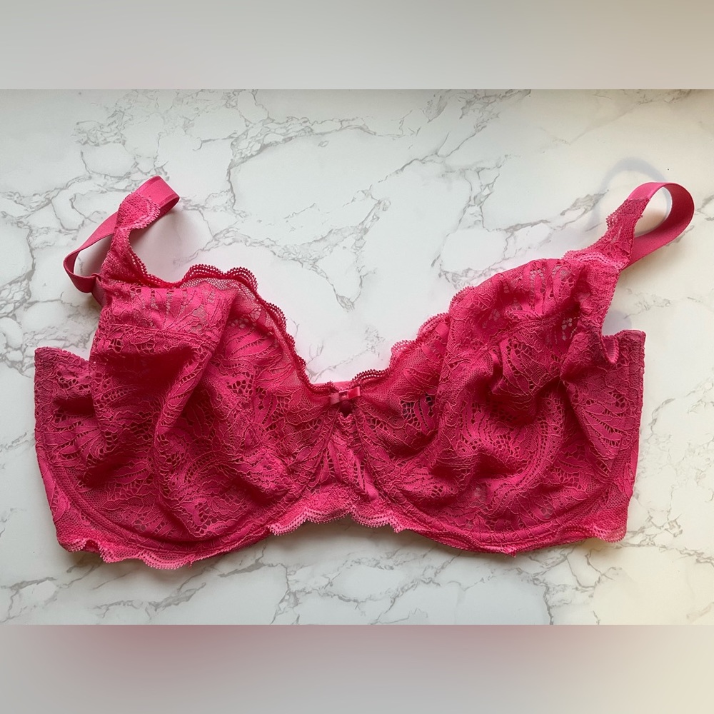 Paramour [ 40H ] Peridot Unlined Lace Bra in Honeysuckle Pink